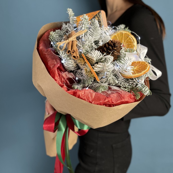 Новогодний букет С печенькой предсказаний