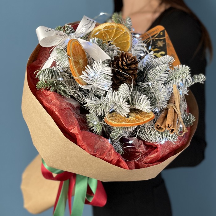 Новогодний букет С печенькой предсказаний