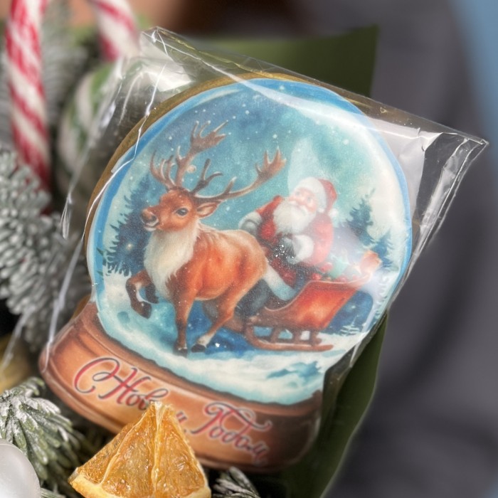 Новогодний букет с медом и пряником Сладкоежка