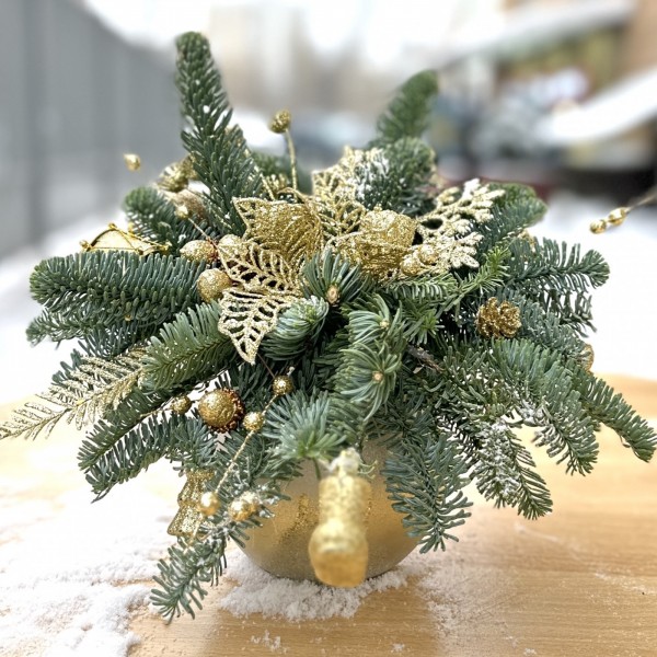 Новогодняя композиция Золотой Цветок
