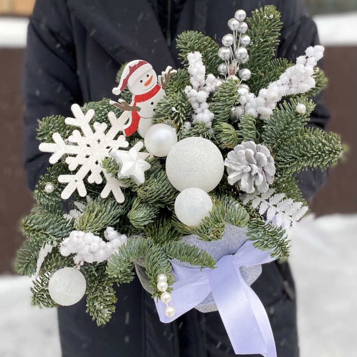 Новогодняя композиция с нобилисом Снеговичок