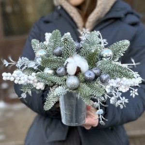 Новогодняя композиция с нобилисом в стакане Прохлада