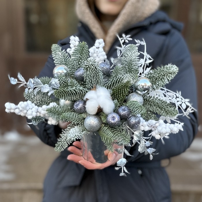 Новогодняя композиция с нобилисом в стакане Прохлада