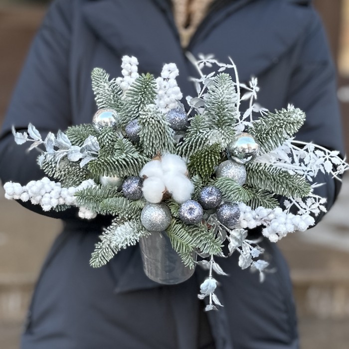 Новогодняя композиция с нобилисом в стакане Прохлада