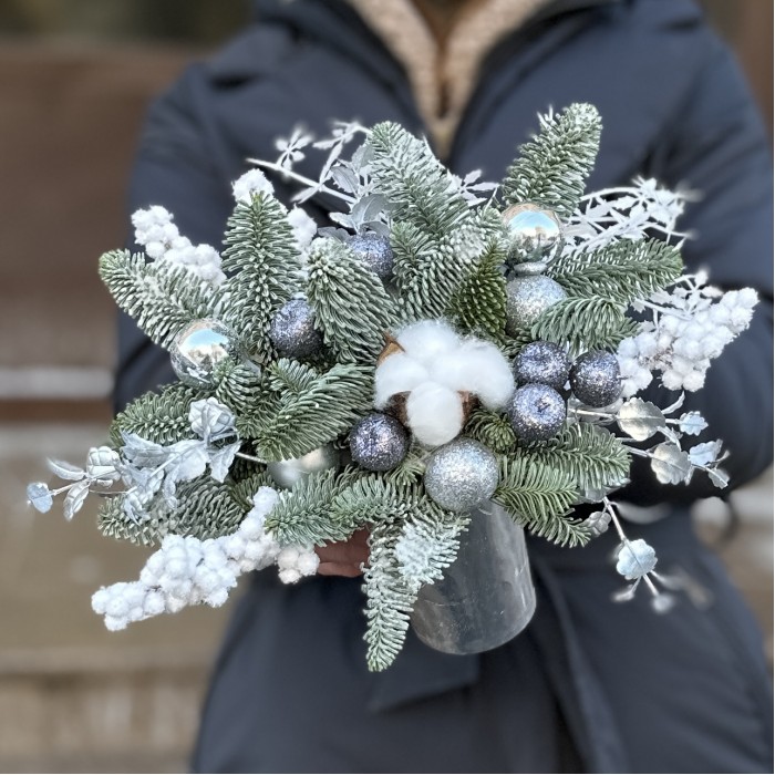 Новогодняя композиция с нобилисом в стакане Прохлада