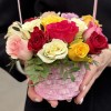 Роза в маленькой корзинке MIX