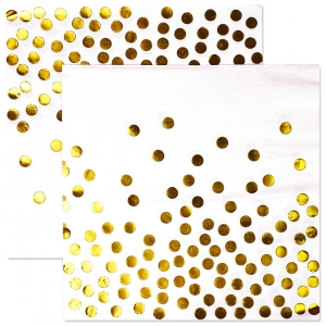 Салфетки Золотое конфетти розовые с золотом