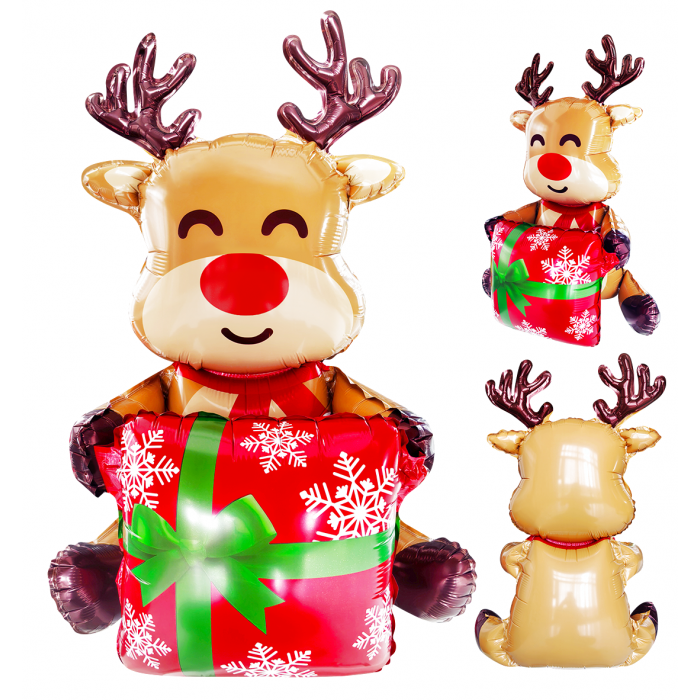 Шар 3D Фигура Олень с подарком