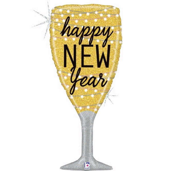 Шар Фигура Бокал Новогоднее шампанское Золото Голография