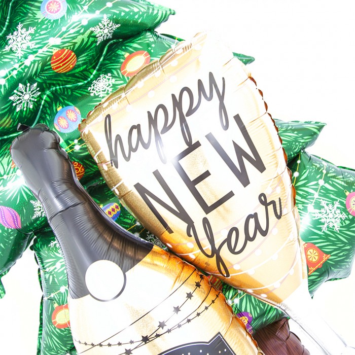 Шар Фигура Бокал Новогоднее шампанское Золото Голография