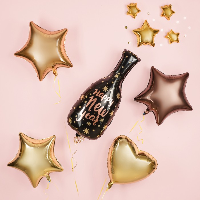 Шар Фигура Бутылка Шампанского С Новым Годом золотые грани