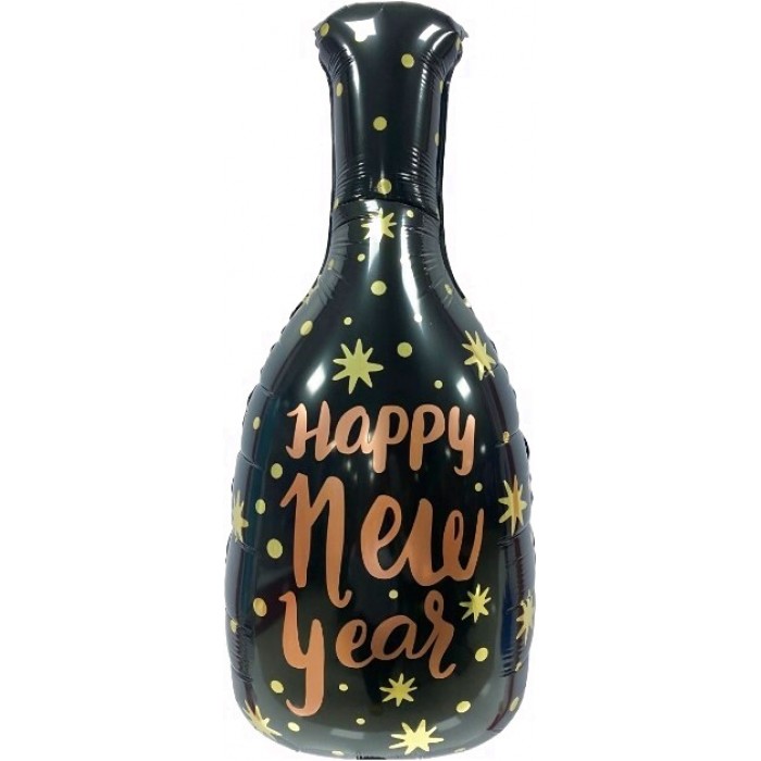 Шар Фигура Бутылка Шампанского С Новым Годом золотые грани