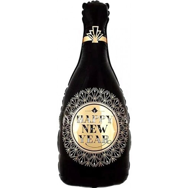 Шар Фигура Бутылка Шампанского С Новым Годом золотые грани