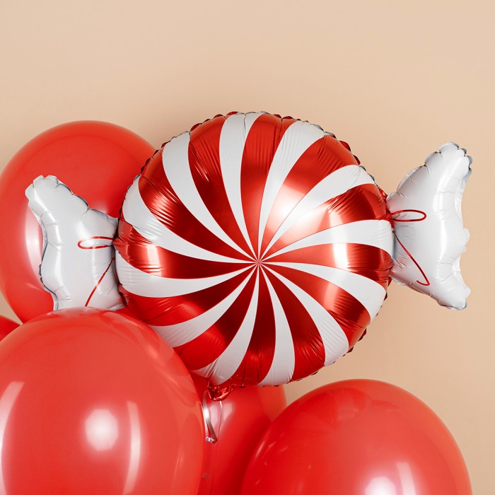 Шар Фигура Конфета Красный с Белым