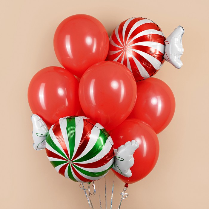 Шар Фигура Конфета Красный с Белым