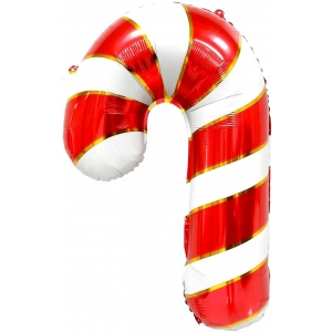 Шар Фигура Леденец трость в золотую полоску Белый с Красным