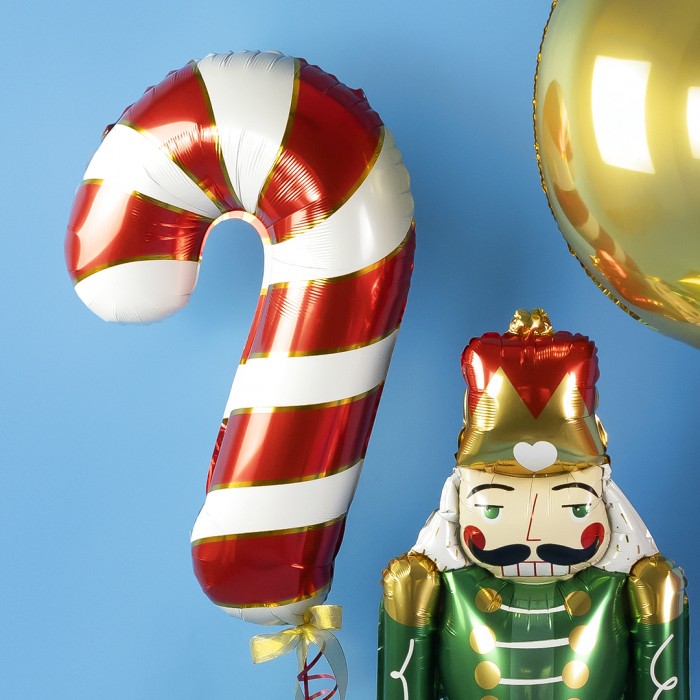 Шар Фигура Леденец трость в золотую полоску Белый с Красным