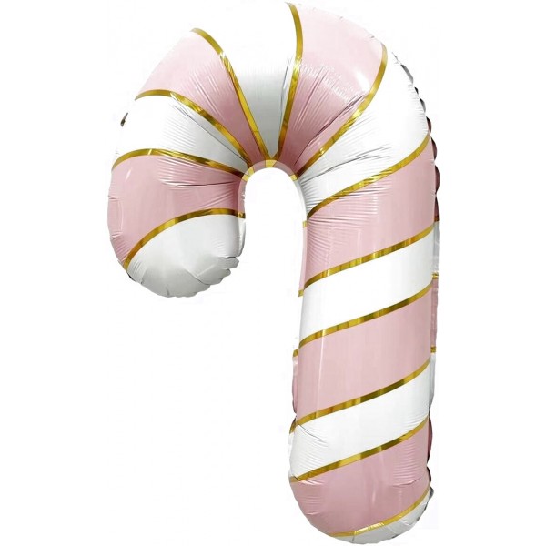 Шар Фигура Леденец трость в золотую полоску розовый