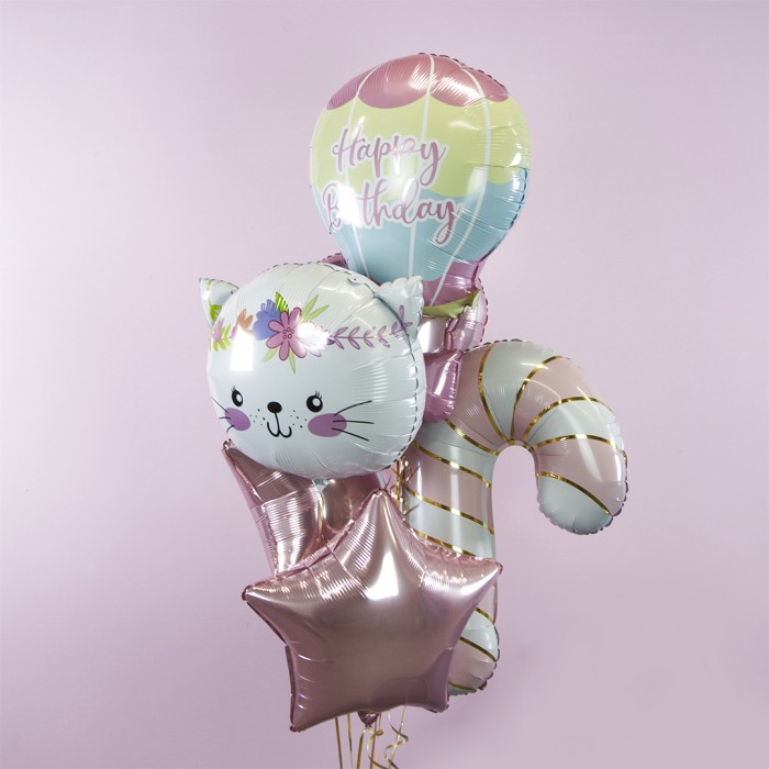 Шар Фигура Леденец трость в золотую полоску розовый