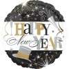 Шар Круг Happy New Year Черный с Белым