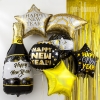 Шар Круг Happy New Year Черный с Белым