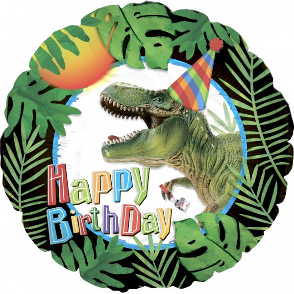 Шар круг "С Днем Рождения!" динозавр