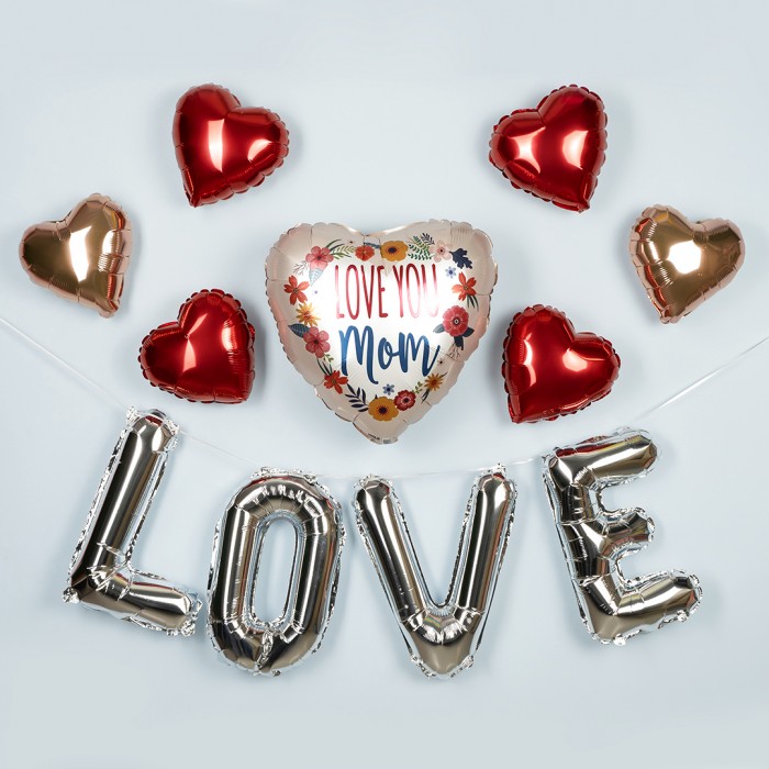Шар сердце Love you Mom