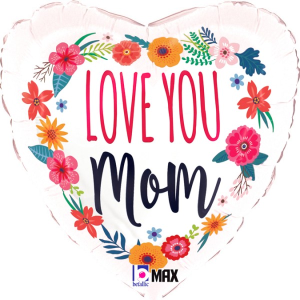Шар сердце Love you Mom