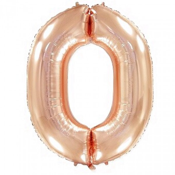 Шар фольгированный Розовое Золото цифра 0