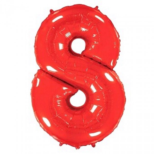 Шар фольгированный красный цифра 8