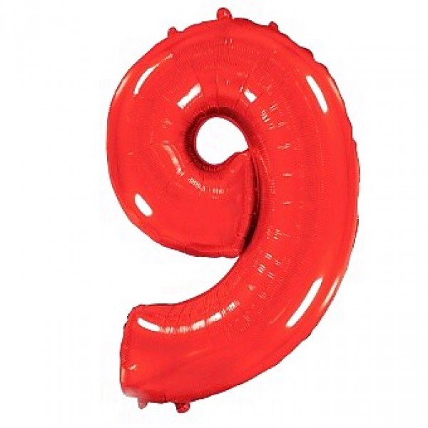 Шар фольгированный красный цифра 9