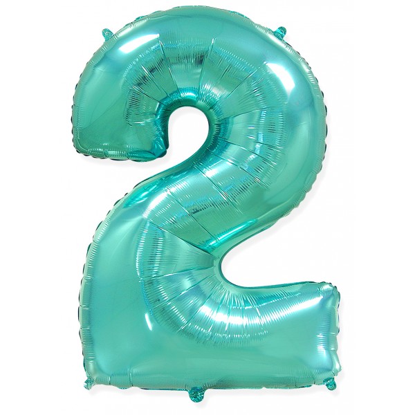 Шар фольгированный тиффани цифра 2