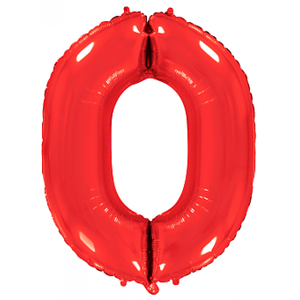 Шар фольгированный красный цифра 0