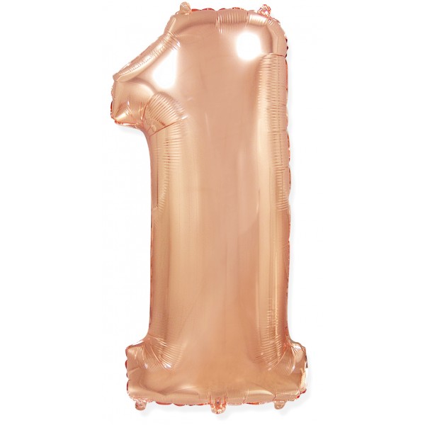 Шар фольгированный Розовое Золото цифра 1