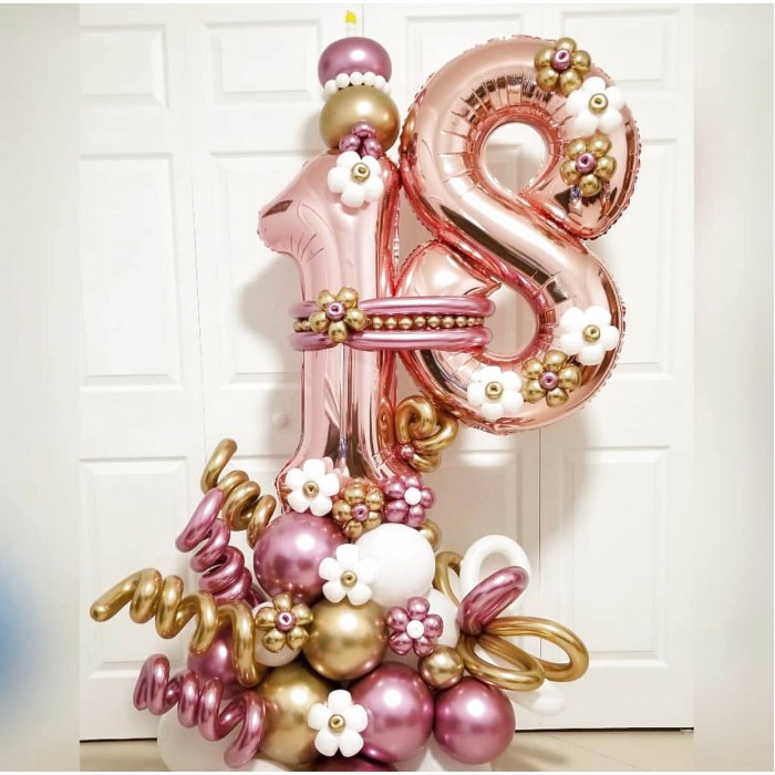 Шар фольгированный Розовое Золото цифра 1