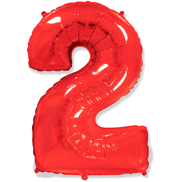 Шар фольгированный красный цифра 2