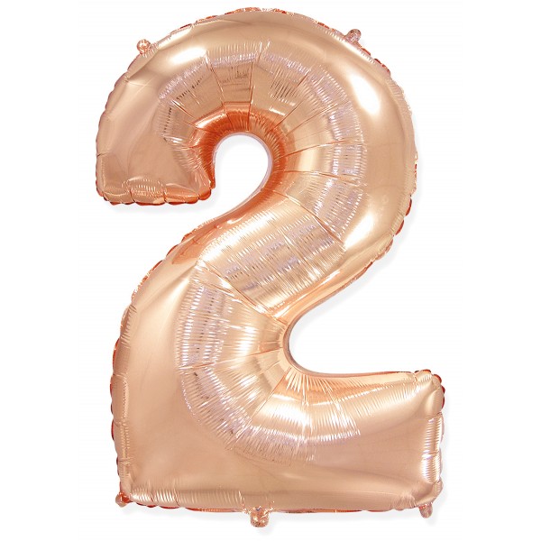 Шар фольгированный Розовое Золото цифра 2