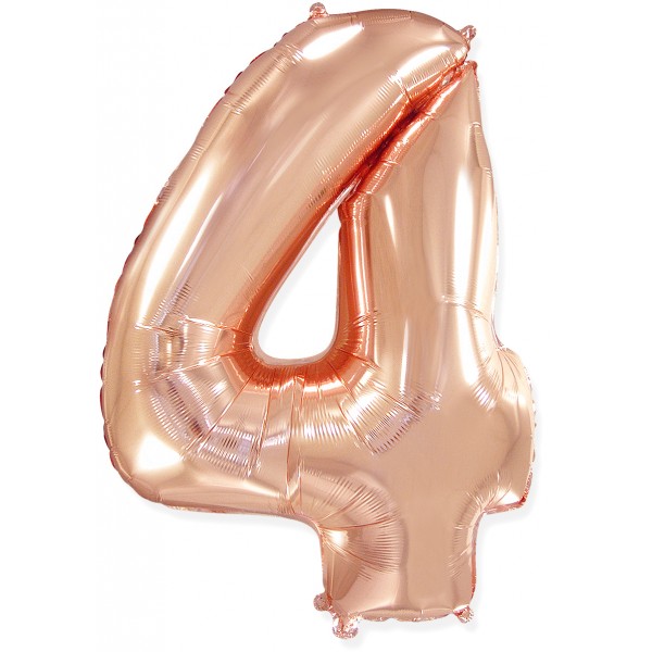 Шар фольгированный Розовое Золото цифра 4