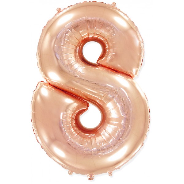 Шар фольгированный Розовое Золото цифра 8