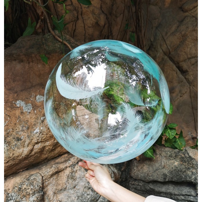Шар круг Deco Bubble, Бирюзовые перья
