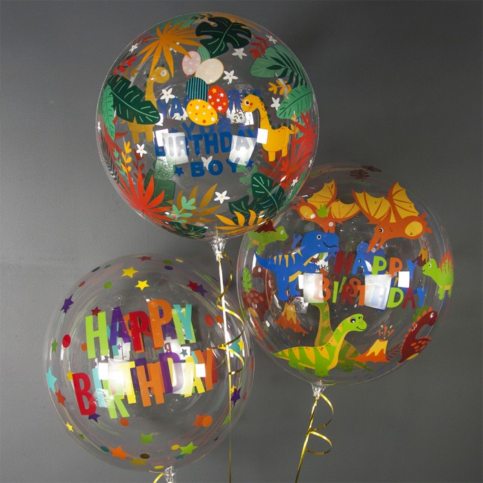 Шар круг Deco Bubble,  Динозаврики Прозрачный