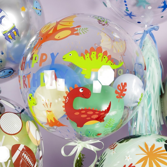 Шар круг Deco Bubble,  Динозаврики Прозрачный