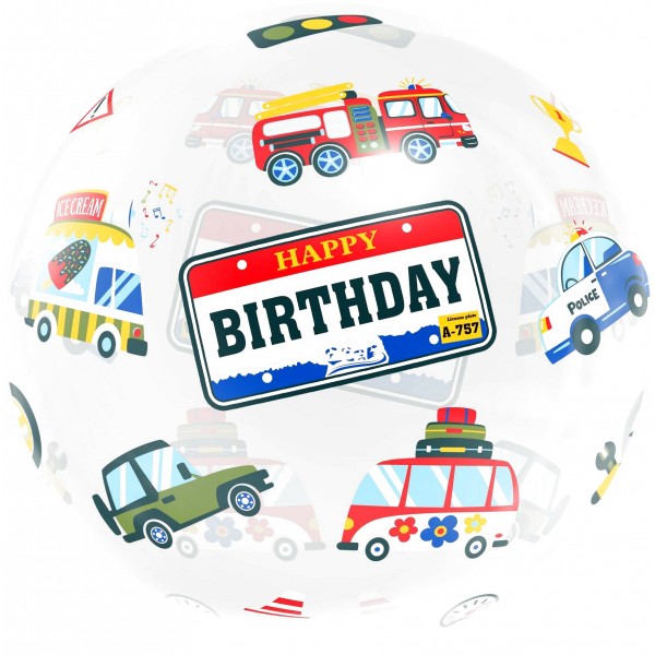 Шар круг Deco Bubble,  Машинки Прозрачный