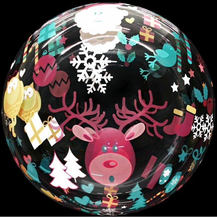 Шар круг Deco Bubble, Новогодний микс, Прозрачный