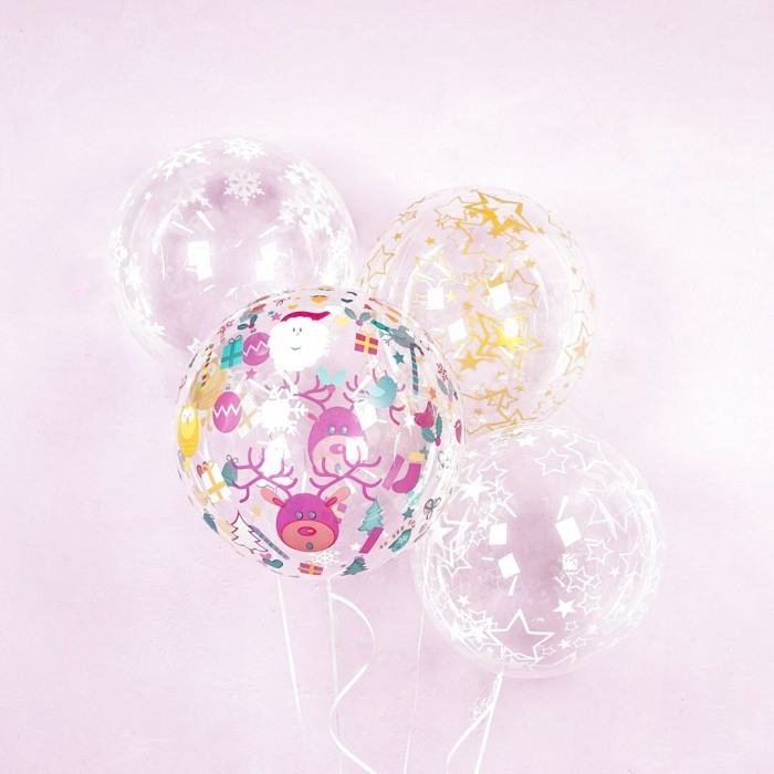 Шар круг Deco Bubble, Новогодний микс, Прозрачный