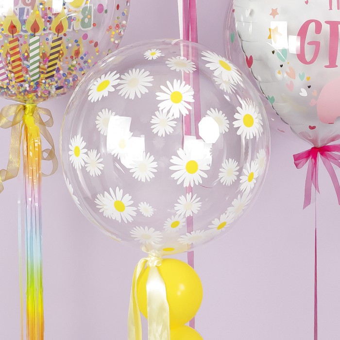 Шар круг Deco Bubble,  Ромашки Прозрачный