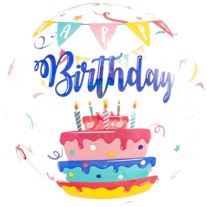 Шар круг Deco Bubble С Днем Рождения торт Прозрачный