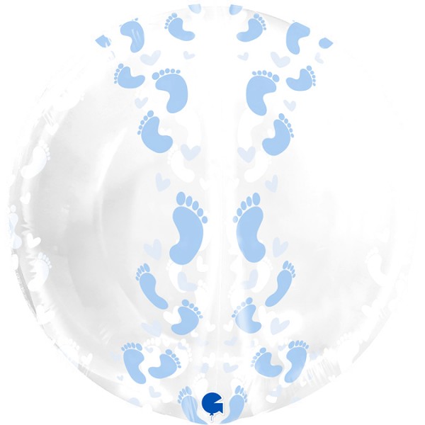 Шар круг  Ножка малыша, Прозрачный с голубым