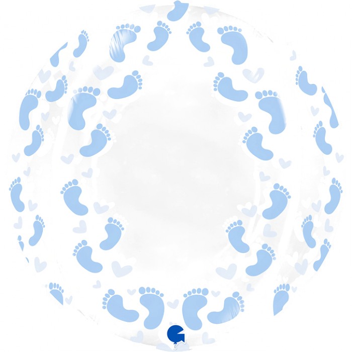 Шар круг  Ножка малыша, Прозрачный с голубым