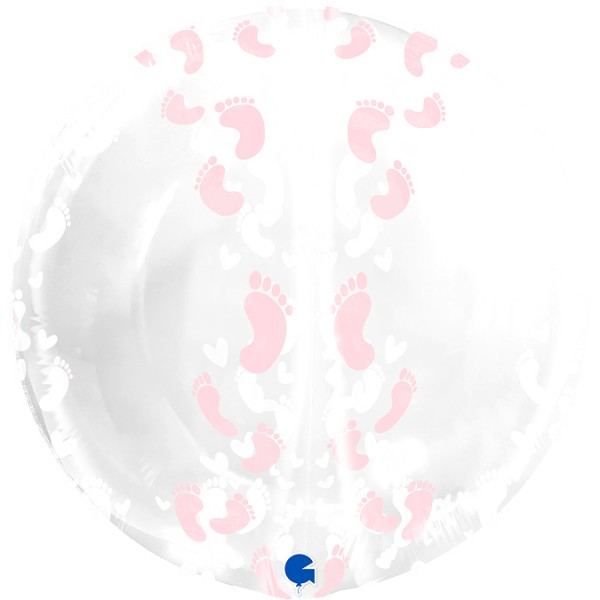 Шар круг Ножка малышки, Прозрачный розовый